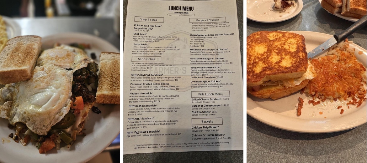 Farmer's Plate Hometown Cafe Menu