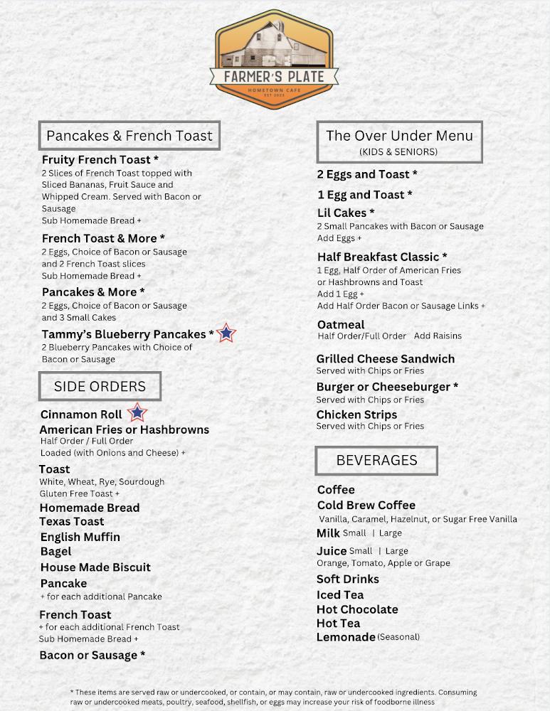 Farmer's Plate Hometown Cafe Menu image 3