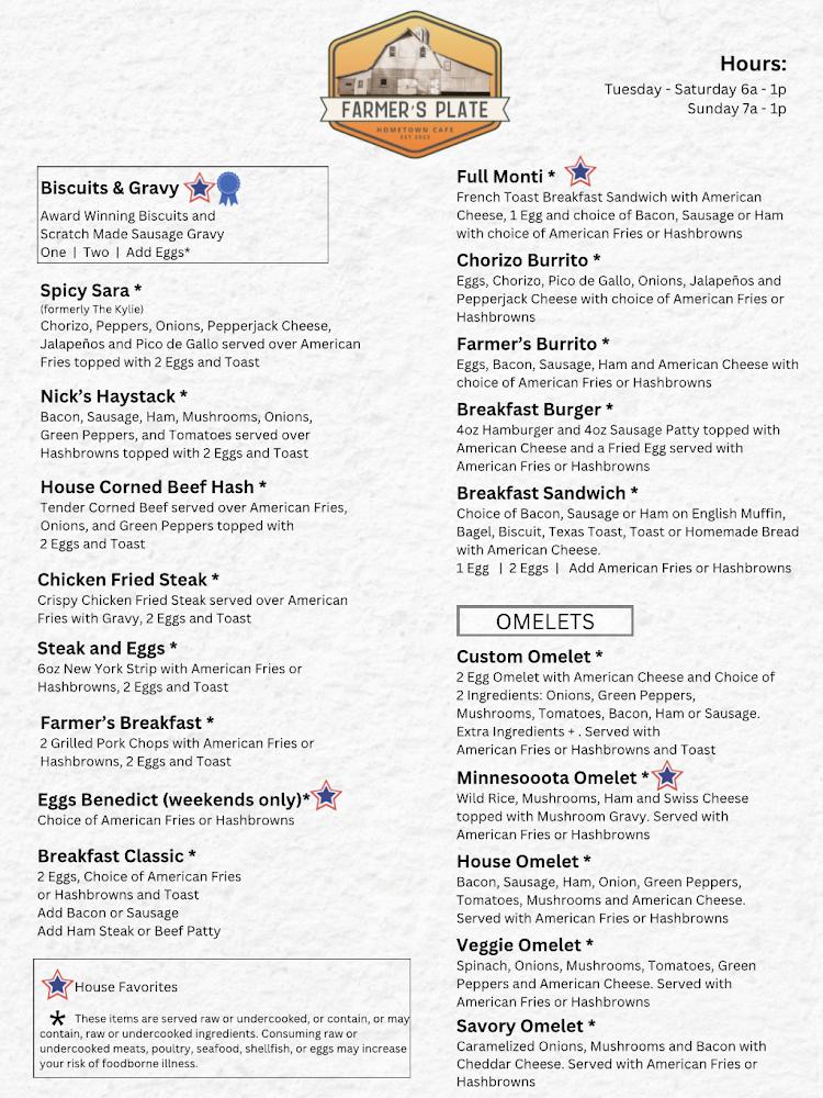 Farmer's Plate Hometown Cafe Menu image 4